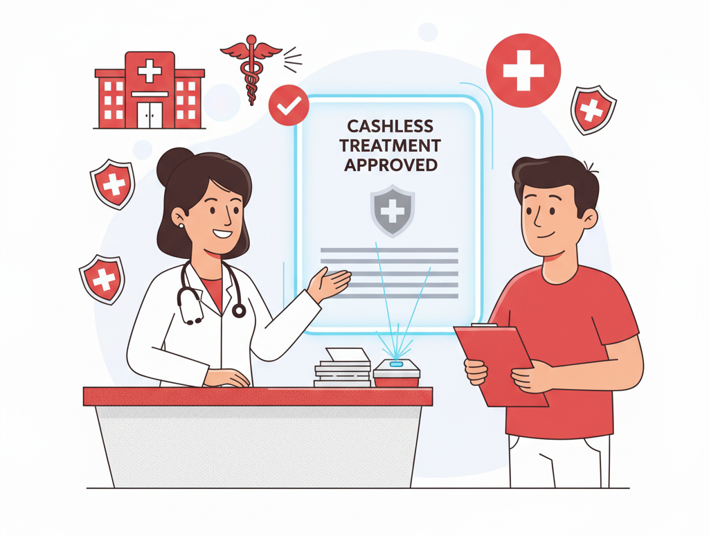 ICICI Lombard cashless hospital process with doctor approving cashless treatment for patient